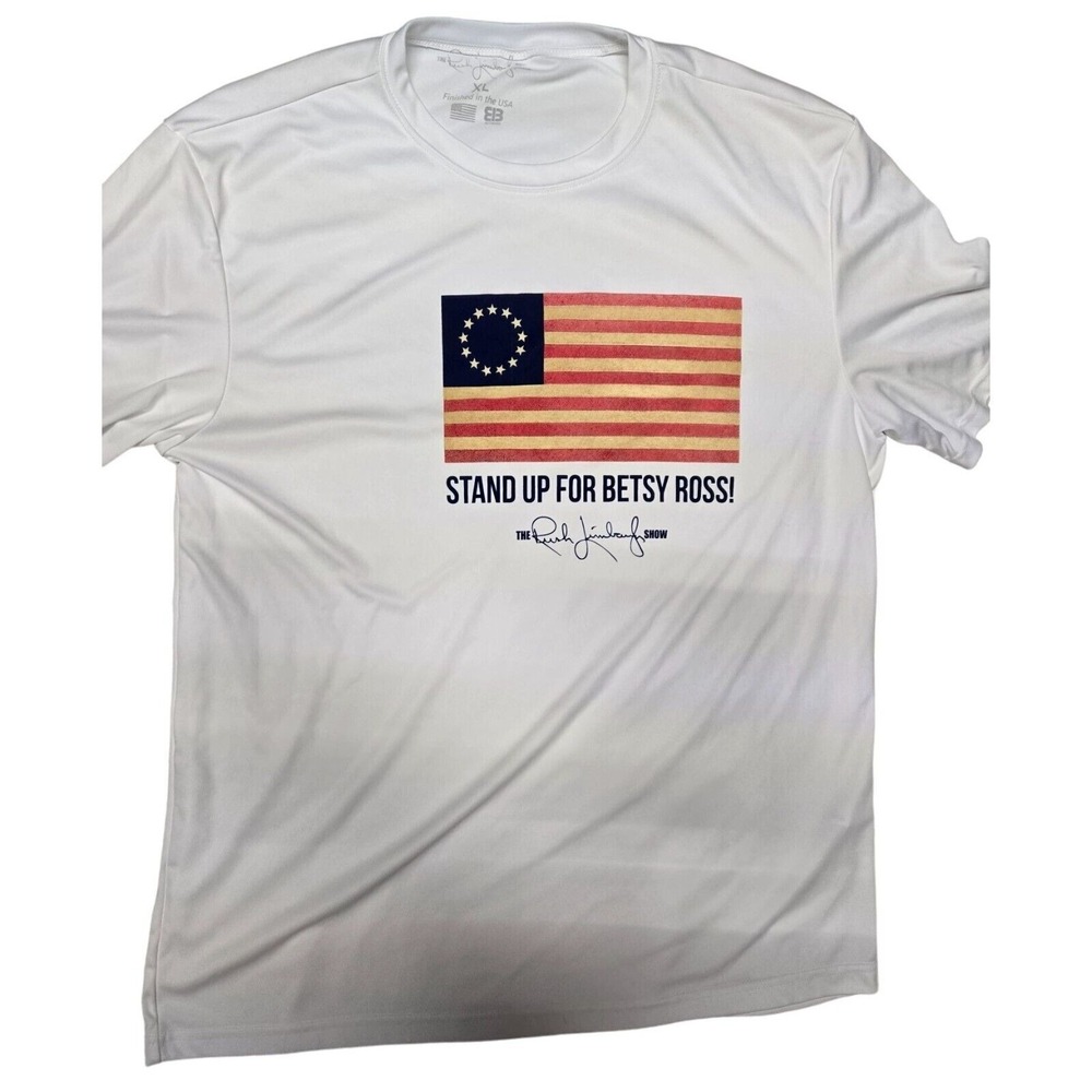 The Rush Limbaugh Show Betsy Ross Flag Patriotic T-Shirt XL Made in USA America